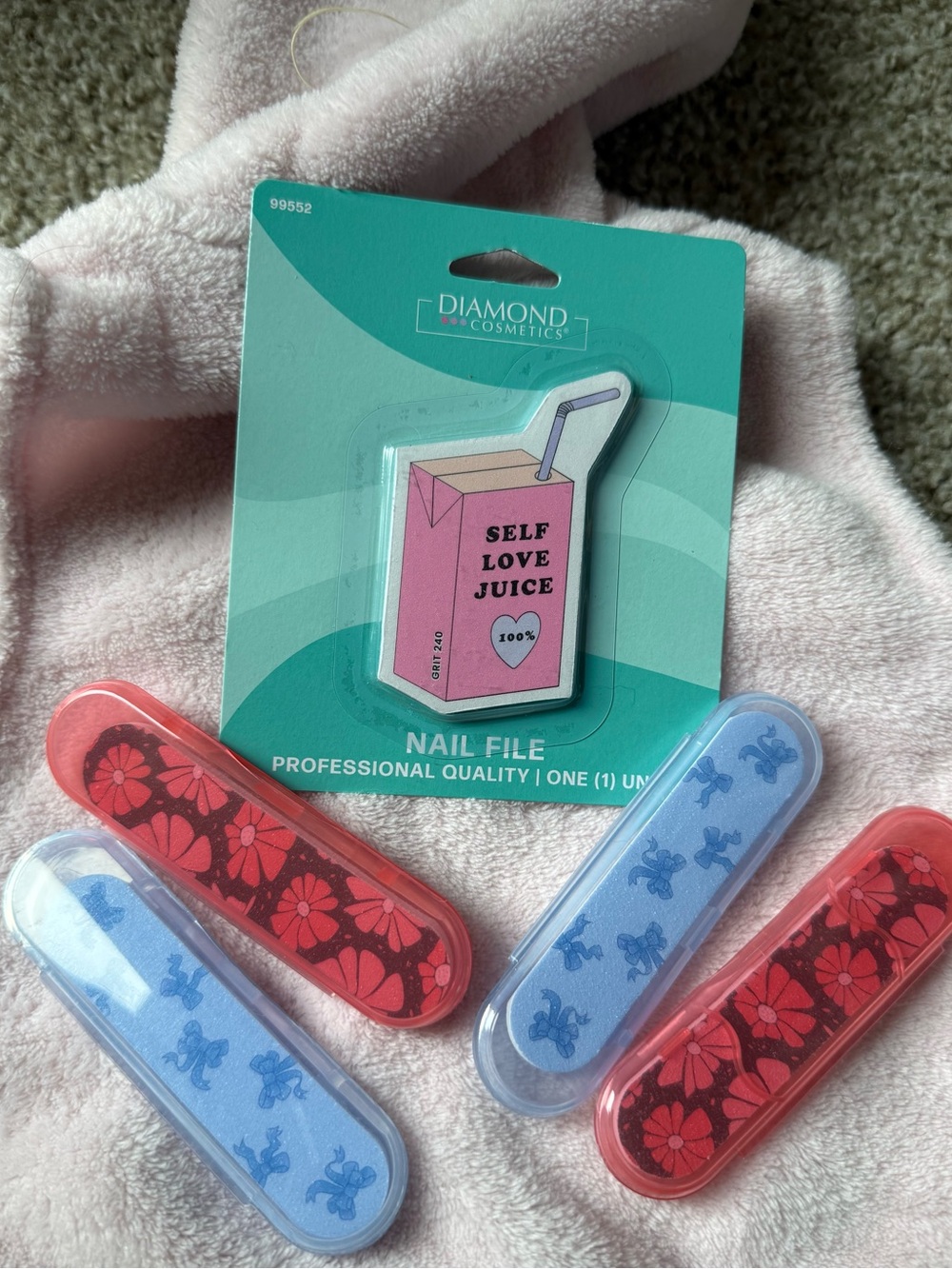 Mini Travel Nail files "Self Love Juice" or bows, flowers in snap cases so cute